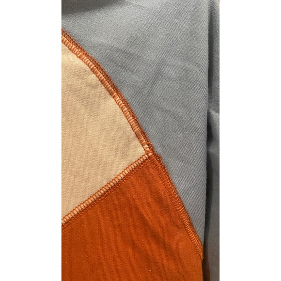 Sunkissed Coconut Listicle Color-block Retro Long Sleeve in Orange + Blue - Picture 3 of 5